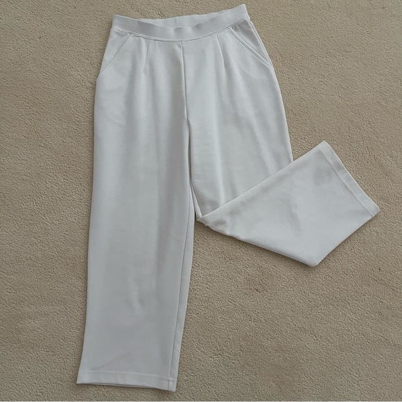 Elastic Waist Comfort Crop Pant With Pockets Size XS White - Picture 10 of 12